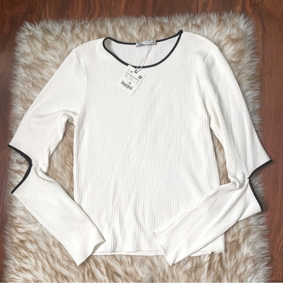 Zara open elbow ribbed top - Picture 5 of 9